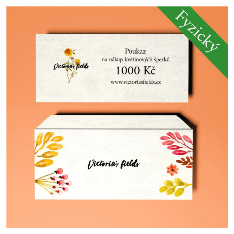 Victoria's fields FYZICKÝ dárkový poukaz v hodnotě 1000 Kč