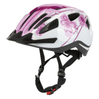 CRIVIT Dětská cyklistická helma s koncovým světlem (světle růžová/bílá/květy)