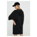 Šaty Sisley černá barva, mini, oversize