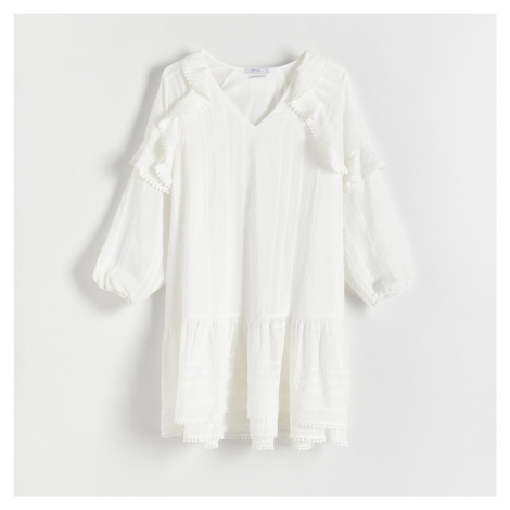 Reserved - Šaty s ozdobnými volány - Bílá