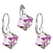 Evolution Group Sada šperků s krystaly náušnice a přívěsek fialová kostička 39068.5 vitrail ligh