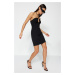 Trendyol Black Fitted Evening Dress with Woven Window/Cut Out Detail