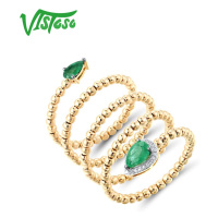 Texturovaný zlatý prsten se smaragdy Listese