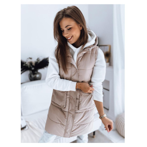 Prošívaná dámská vesta béžové barvy DStreet