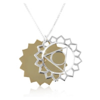 Stříbrný náhrdelník 925, dvoubarevné vyřezávané slunce, blýskavé zářezy