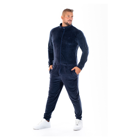 Dendy Pánský overal plyšový dlouhý Navy blue