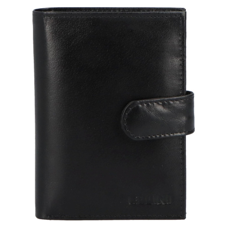 Pánská kožená peněženka šitá se zápinkou na výšku Clem, černá Ellini