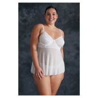 Trendyol Curve White High Waist Underwire Babydoll&Thong Set