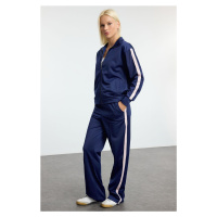 Trendyol Navy Blue Contrast Detailed Regular/Normal Fit Normal Waist Knitted Tracksuit Set