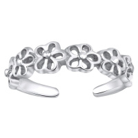 Silvego Stříbrný prsten na nohu s květinami PRMR11673