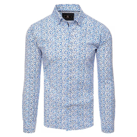 Bílá pánská košile s modrým květinovým vzorem Květinový vzor BASIC