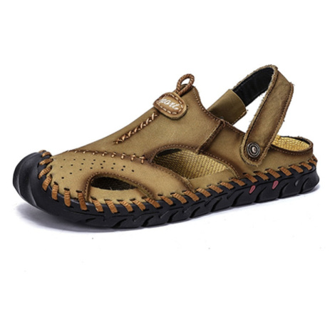 Letní kožené boty pánské prošívané sandály gladiátor MIXI FASHION