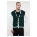 Trendyol Green FL Men's Regular V-Neck Plain Knitwear Cardigan