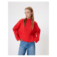 Koton Oversize Knitwear Sweater High Collar Textured Long Sleeve