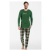 Pánské pyžamo Italian Fashion Seward - dlouhé bavlněné Zelená