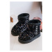 Dětské zimní boty s podšívkou z flitrů černých Rebbica