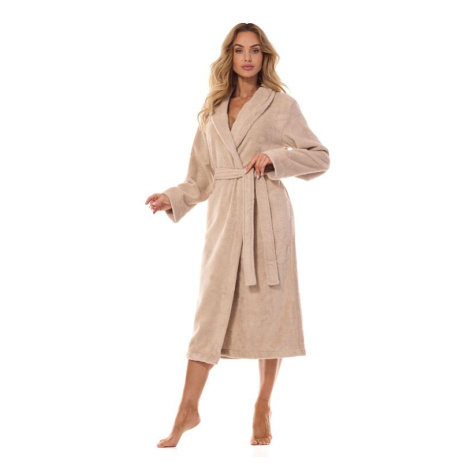 Dámský froté župan Gábina béžový s límcem L&L Collection