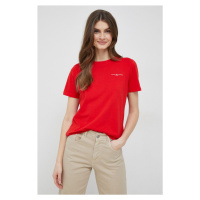 Tričko Tommy Hilfiger červená barva, WW0WW37877