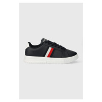 Kožené sneakers boty Tommy Hilfiger SUPERCUP LTH STRIPES ESS tmavomodrá barva, FM0FM04895