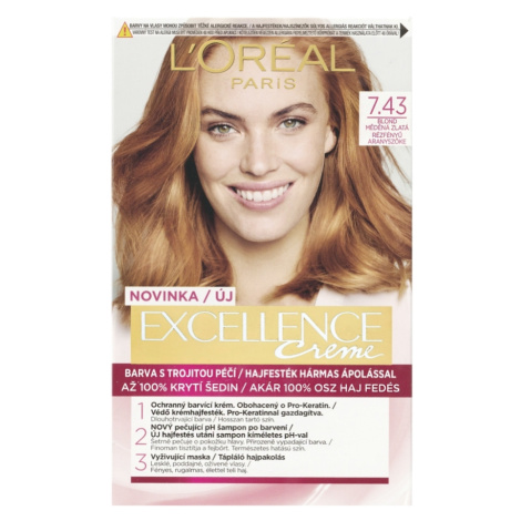 L'OREAL Excellence Creme Barva na vlasy 7.43 Blond měděná zlatá L’Oréal Paris
