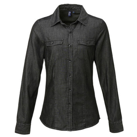 Premier Workwear Dámská džínová košile PR322 Black Denim