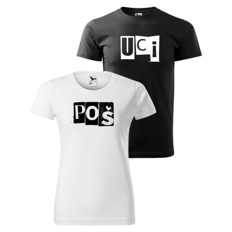DOBRÝ TRIKO Vtipná párová trička s potiskem Pošuci Barva: Černé pánské + Bílé dámské tričko