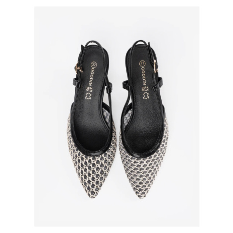 Stylové dámské černé lodičky na širokém podpatku GOODIN