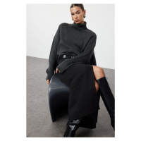 Trendyol Anthracite Crop Turtleneck Knitwear Sweater