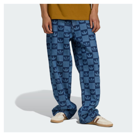 Džíny s celoplošným monogramovým potiskem a rovným střihem Adidas