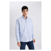 DEFACTO Relax Fit Polo Shirt Oxford Striped Long Sleeve Shirt