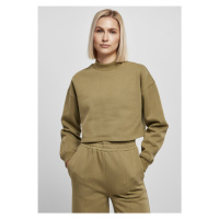 Ladies Cropped Oversized Sweat High Neck Crew - tiniolive