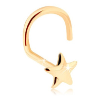 Zlatý piercing do nosu 585 - lesklá pěticípá hvězdička