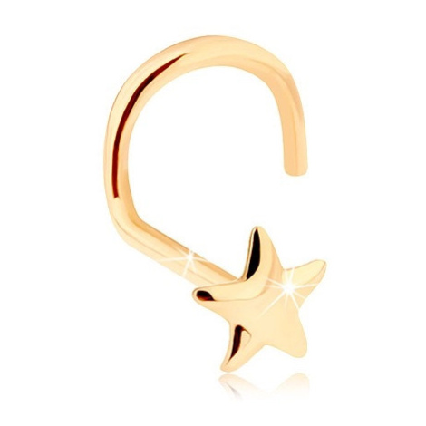 Zlatý piercing do nosu 585 - lesklá pěticípá hvězdička Šperky eshop
