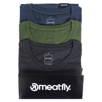 Meatfly balení pánských triček Basic Multipack Charcoal Heather/Olive/Navy Heather | Šedá