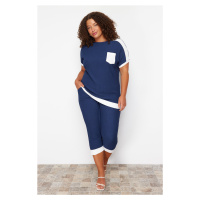 Trendyol Curve Navy Blue Knitted Plus Size Two Piece Set