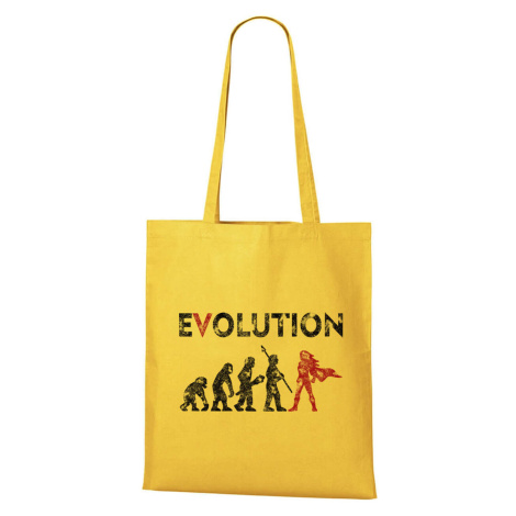 DOBRÝ TRIKO Bavlněná taška s potiskem Evoluce hrdinka Barva: Žlutá