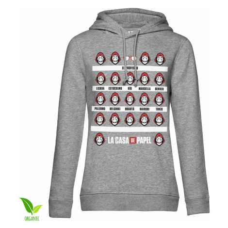 La Casa De Papel mikina, La Casa De Papel Hoodie Organic Girly Grey, dámská HYBRIS