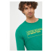 Bavlněné tričko s dlouhým rukávem United Colors of Benetton zelená barva, s potiskem