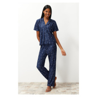 Trendyol Navy Blue Heart Knitted Pajamas Set