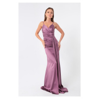 Lafaba Women's Lavender Straps Long Satin Evening Dress & Prom Dress