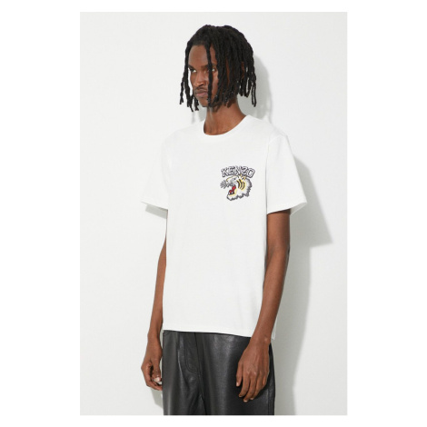 Bavlněné tričko Kenzo Gots Tiger Varsity Slim T-Shirt bílá barva, s aplikací, FE55TS1864SG.02