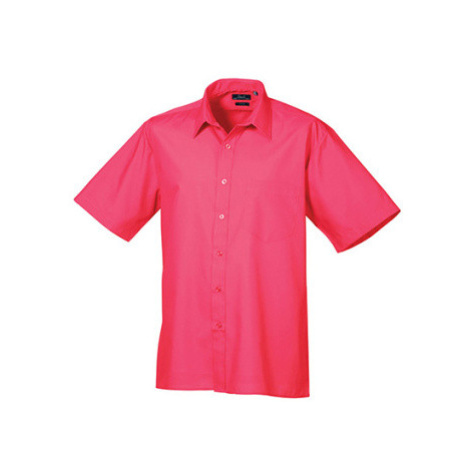Premier Workwear Pánská košile s krátkým rukávem PR202 Hot Pink -ca. Pantone 214c