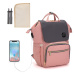 Multifunkční designový Mama batoh proti vykradení Lequeen - růžovo-šedý