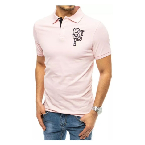 D Street Pánské polo tričko s výšivkou Ilme růžová Růžová