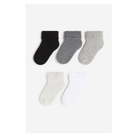 H & M - Protiskluzové ponožky z froté 5 párů - černá H&M