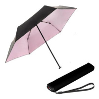 Knirps KNIRPS US.050 BLACK WITH ROSE - lehký dámský skládací plochý deštník