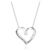 Stříbrný 925 náhrdelník - stuha svinutá do srdíčka, "Forever in my heart"
