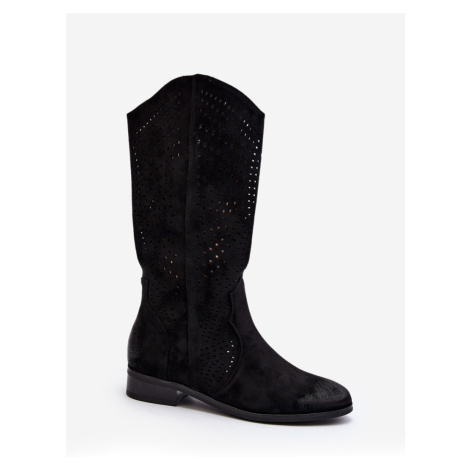 Prolamované boty do půli lýtek černá Kleorelia Kesi