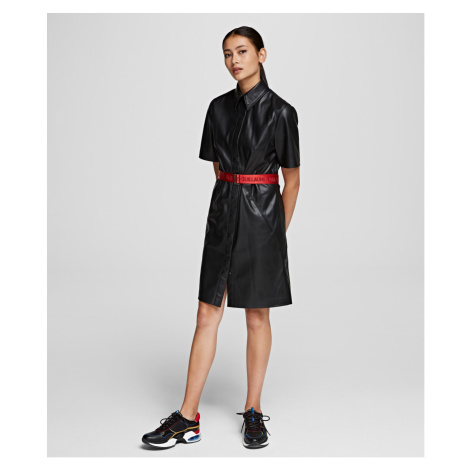 Šaty Karl Lagerfeld Faux Leather Shirt Dress - Černá