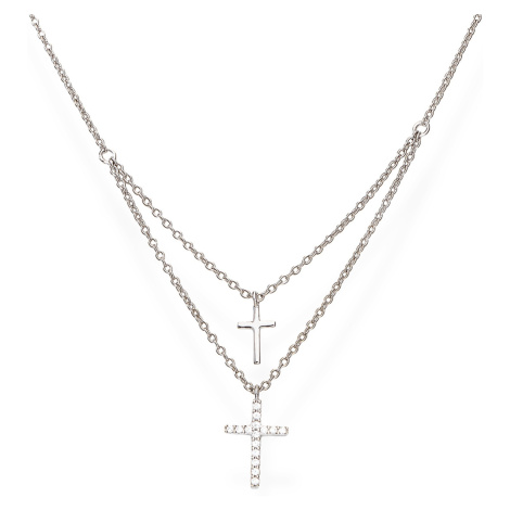 Amen Jemný stříbrný náhrdelník s křížky CL2CROSSBBZ